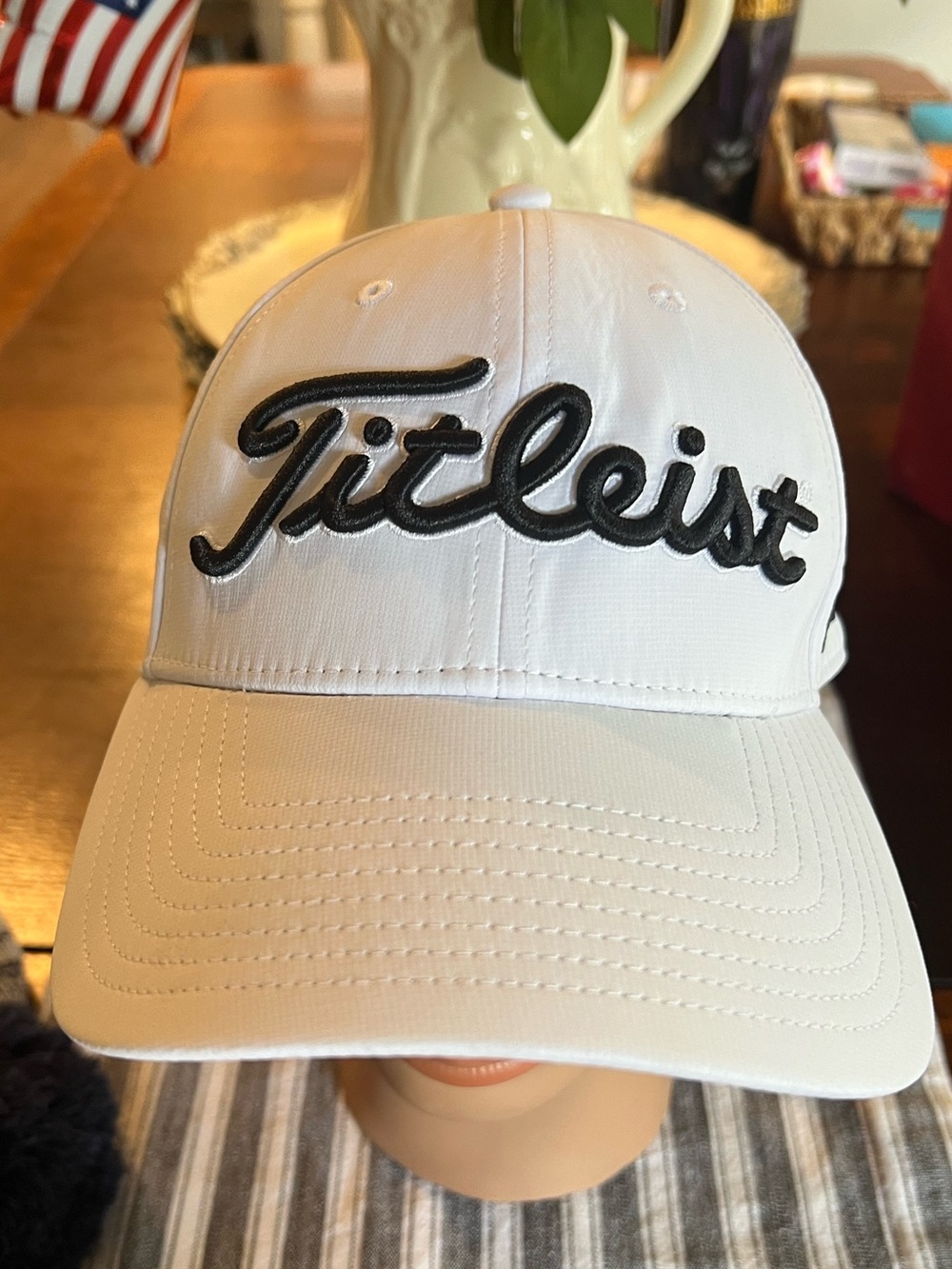 Titleist White Cap with Black Script Logo